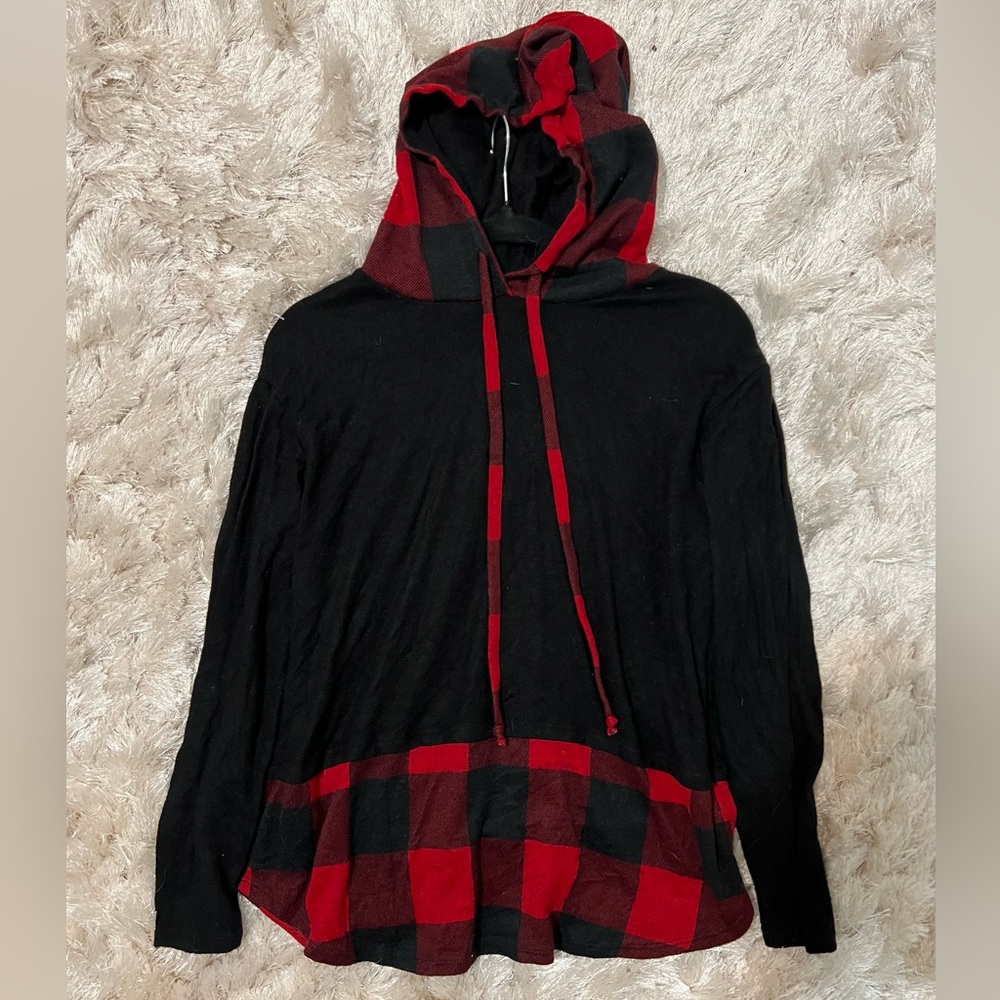 Buffalo Plaid Contrast Hoodie
